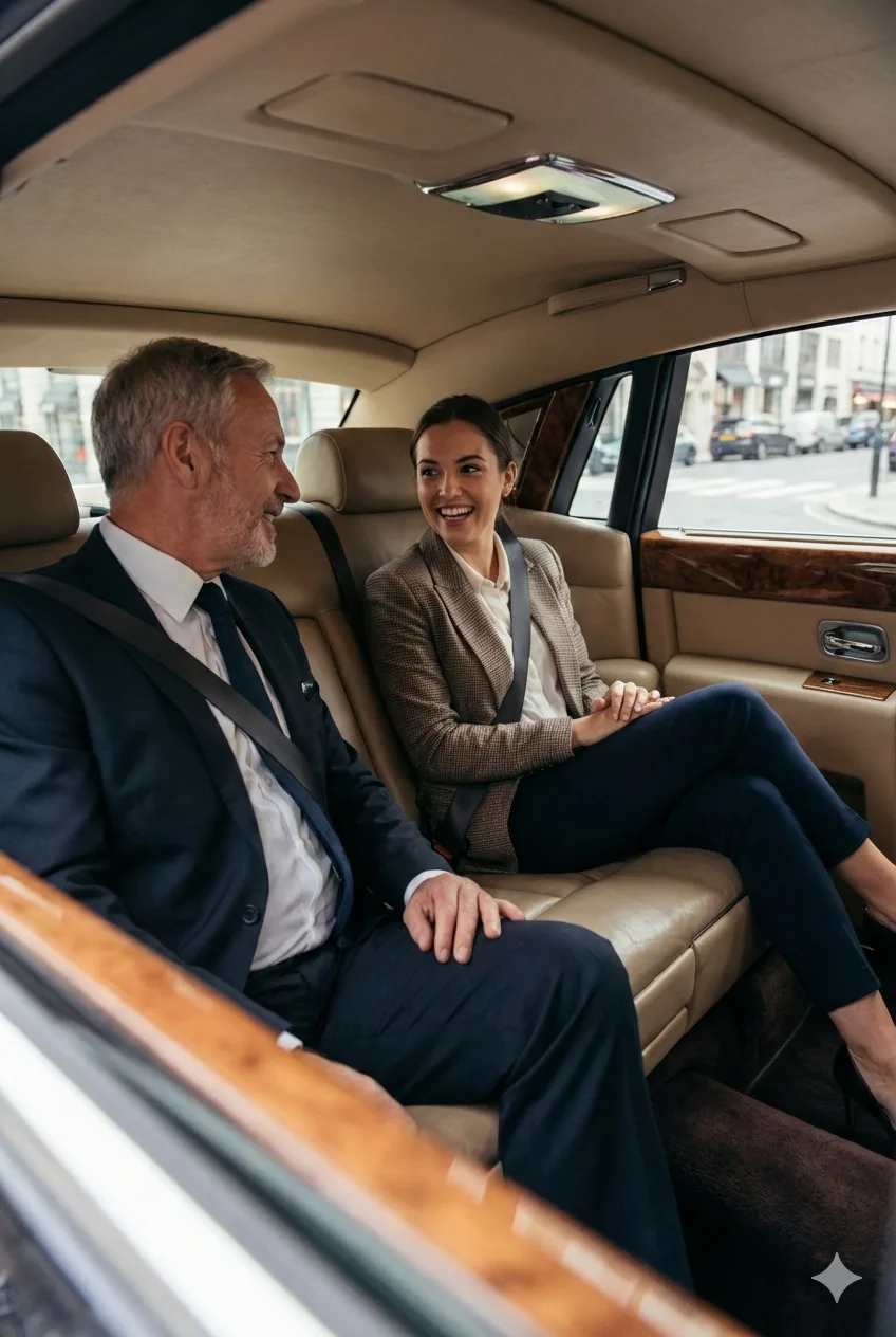 Passager à l'arrière d'un véhicule premium